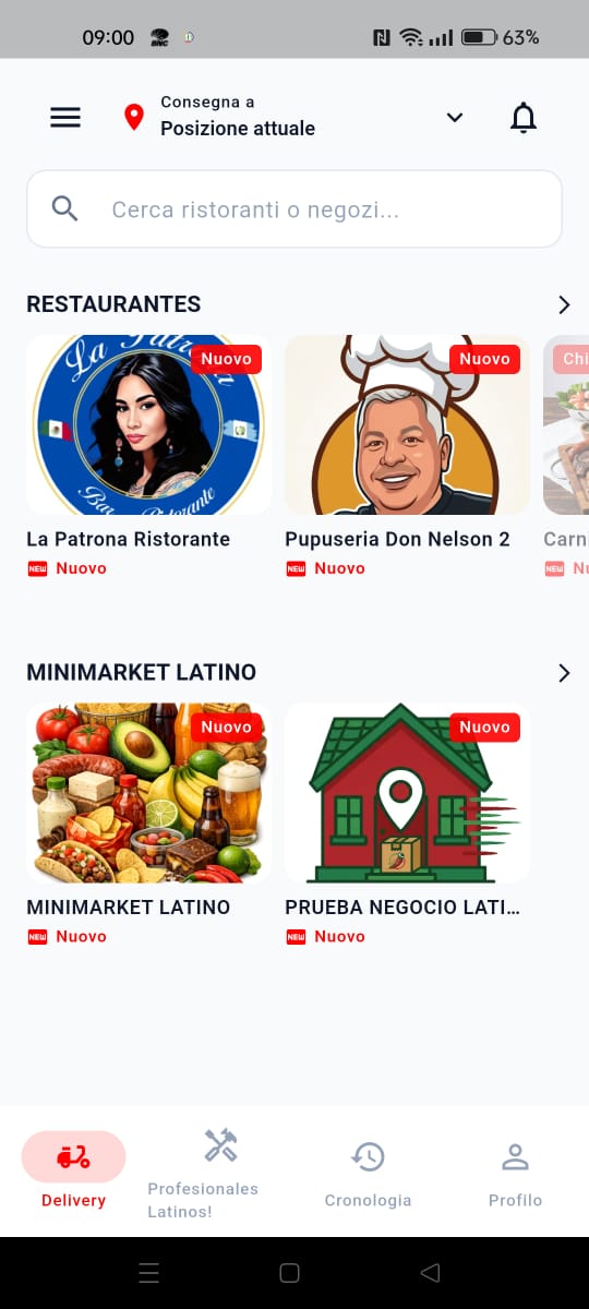 Pantalla principal de la app Rapidin: categorías, restaurantes destacados y buscador